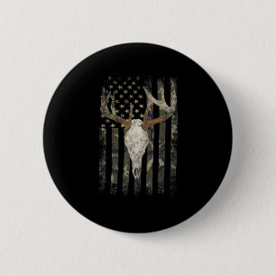 Hirschjagd Skull American Camouflage USA Flag Whit Button