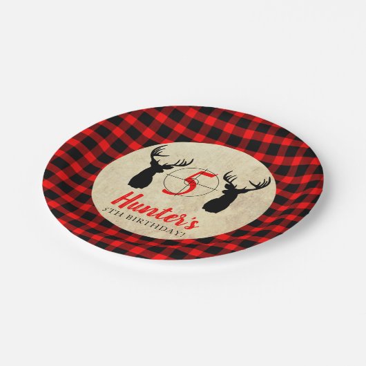 Hirschjagd Thema Geburtstagsparty Pappteller (Schrägansicht)