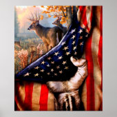 Hirschjagd USA Flaggenblanket Poster (Vorne)