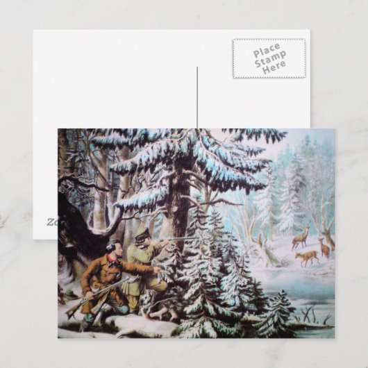 Hirschjagd Vintage Postkarte (Vorne/Hinten)