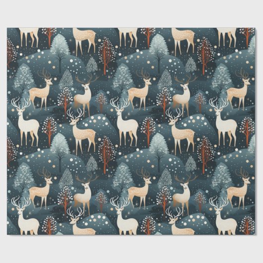 Hirschjagd Weihnachtsantler Geschenkpapier (Flach)