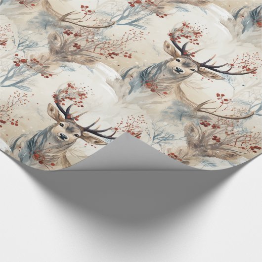 Hirschjagd Weihnachtsantler Geschenkpapier (Ecke)