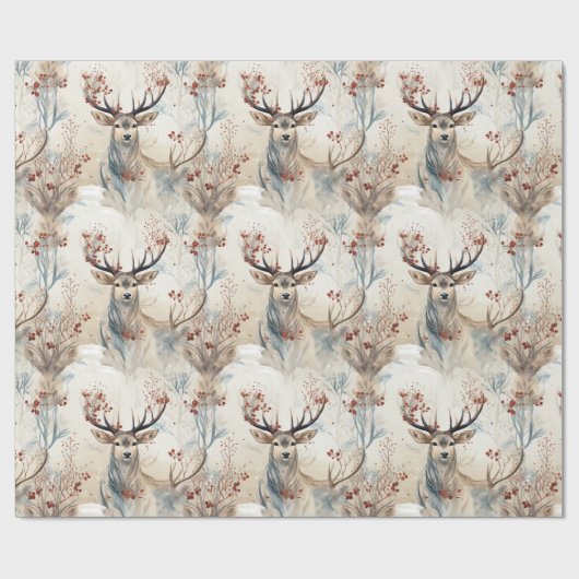 Hirschjagd Weihnachtsantler Geschenkpapier (Flach)