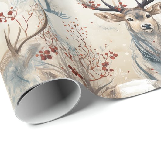 Hirschjagd Weihnachtsantler Geschenkpapier (Rolleneckpunkt)