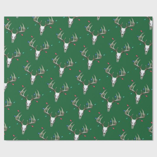 Hirschjagd Weihnachtsleuchten in Antlers Wrapping Geschenkpapier (Flach)