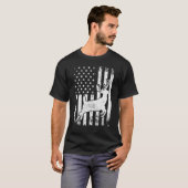 Hirschjagd Whitetail Hunter Amerikanische Flagge D T-Shirt (Vorne ganz)