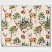 Hirschjagd Wildtiere Rustikaler Weihnachtsfeiertag Geschenkpapier (Flach)