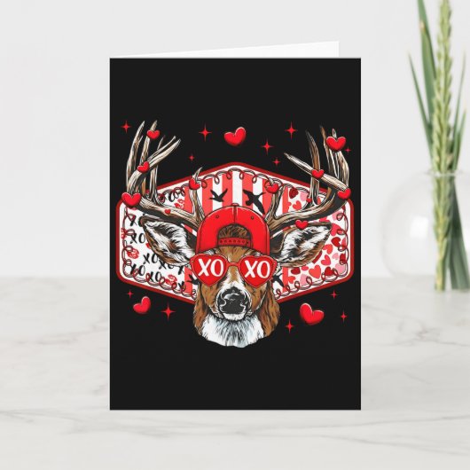 Hirschjagd Xoxo Valentins Hirsch Jungen Mütze Männ Karte (Vorderseite)