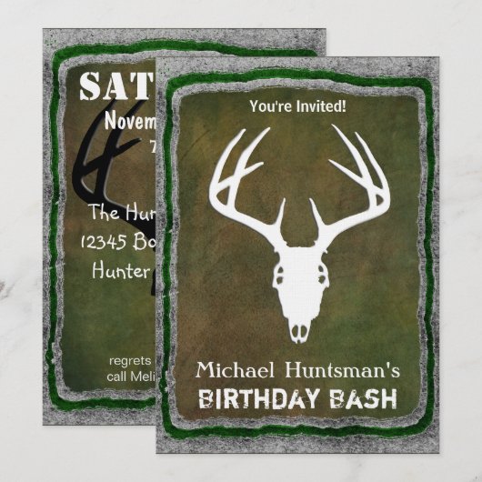 Hirschjagdschädel Einladung (Vorne/Hinten)