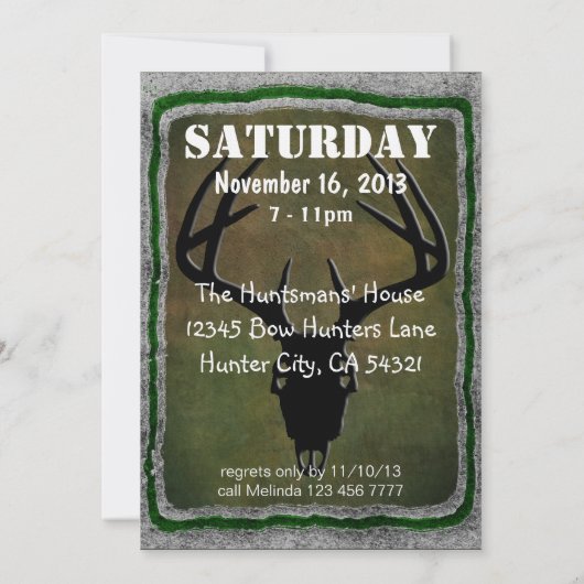 Hirschjagdschädel Einladung (Rückseite)