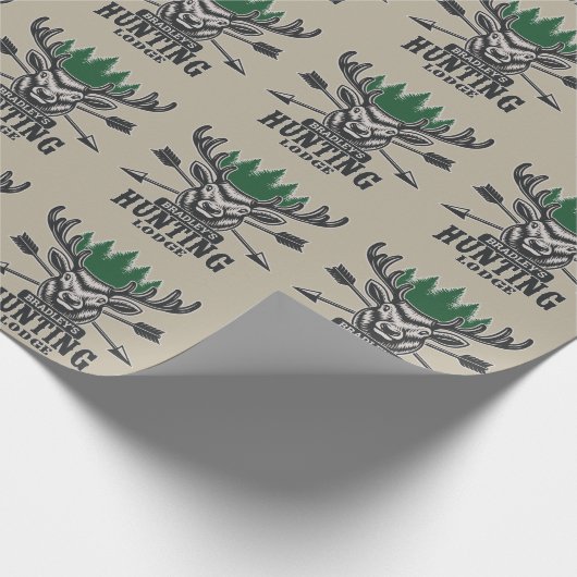 Hirschjäger ADD NAME Bow Hunting Lodge Hütte Geschenkpapier (Ecke)