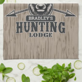 Hirschjäger ADD NAME Bow Hunting Lodge Hütte Geschirrtuch (Gefaltet)