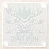 Hirschjäger ADD NAME Bow Hunting Lodge Hütte Glasuntersetzer (Rückseite)