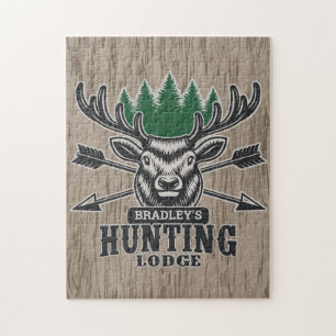Hirschjäger ADD NAME Bow Hunting Lodge Hütte Puzzle