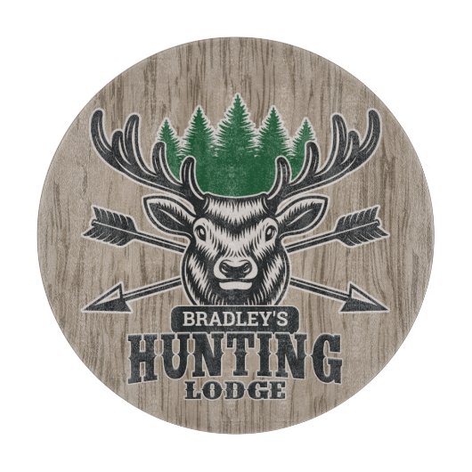 Hirschjäger ADD NAME Bow Hunting Lodge Hütte  Schneidebrett (Vorderseite)