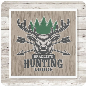 Hirschjäger ADD NAME Bow Hunting Lodge Hütte Serviette