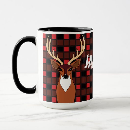 Hirschjäger Antler Kariert Personalisiert Tasse (Links)