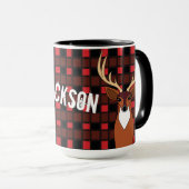 Hirschjäger Antler Kariert Personalisiert Tasse (VorderseiteRechts)