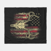 Hirschjäger auf amerikanischer Flagge Fleecedecke (Vorderseite (Horizontal))