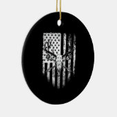Hirschjäger auf amerikanischer Flagge Keramik Ornament (Rechts)