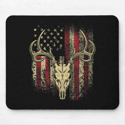 Hirschjäger auf amerikanischer Flagge Mousepad (Vorne)