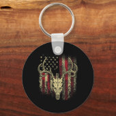 Hirschjäger auf amerikanischer Flagge Schlüsselanhänger (Vorderseite)