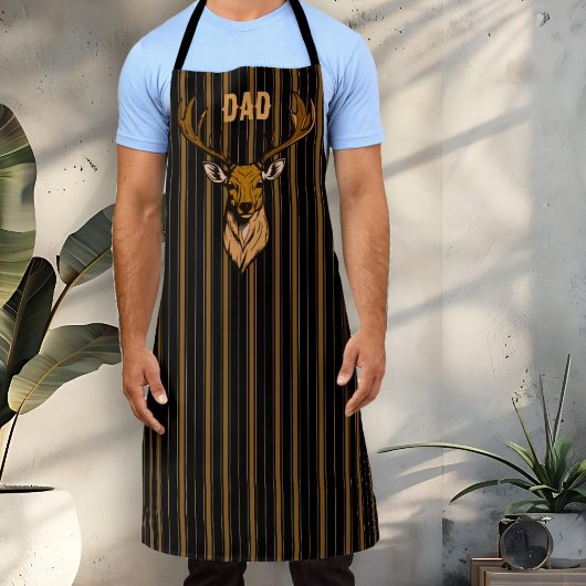 Hirschjäger Papa oder Name schwarze Streifen Schürze