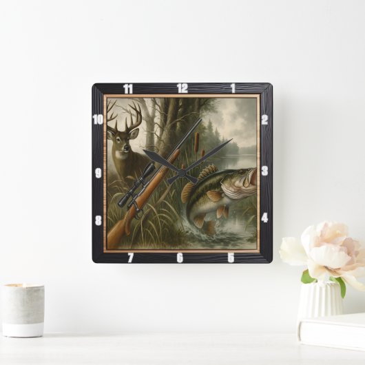 Hirschjägerwald Quadratische Wanduhr (Zuhause)