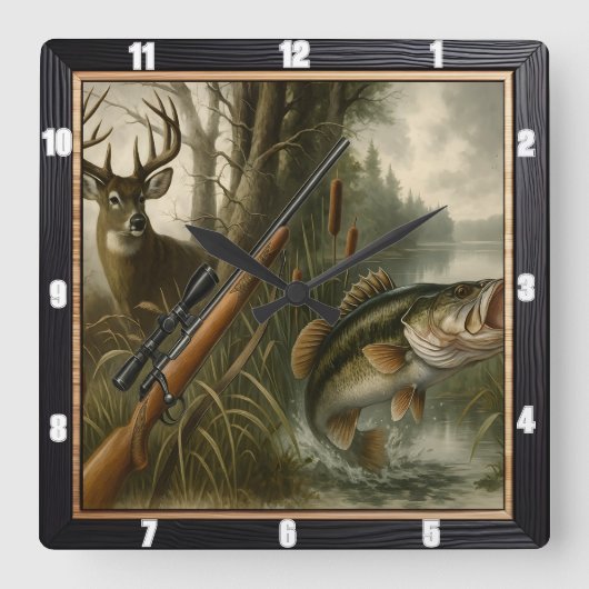 Hirschjägerwald Quadratische Wanduhr (Vorderseite)