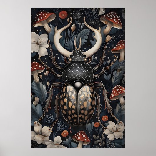 Hirschkäfer-Blumenprint, Dark Academia Poster (Vorne)