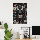 Hirschkäfer-Blumenprint, Dark Academia Poster (Heimbüro)