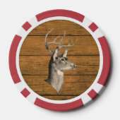 Hirschkopf auf Holz Poker Chip (Rückseite)