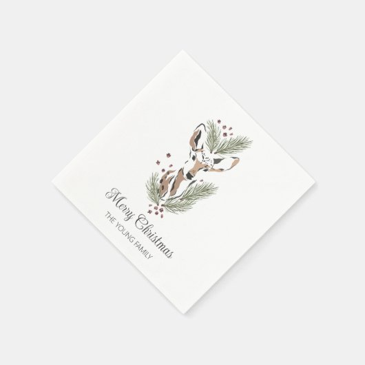 Hirschkopf botanische Weihnachten Personalisiert Serviette (Ecke)
