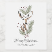 Hirschkopf botanische Weihnachten Personalisiert Weinetikett (Einzelnes Label)