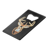 Hirschkopf digitaler Energie Geist Geldkarten Flaschenöffner (Vorderseite Schrägansicht)