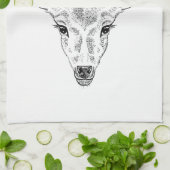 Hirschkopf - Einfache Linie Kunstskizze Illustrati Geschirrtuch (Gefaltet)