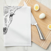 Hirschkopf - Einfache Linie Kunstskizze Illustrati Geschirrtuch (Viertel Falte)