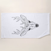 Hirschkopf - Einfache Linie Kunstskizze Illustrati Strandtuch (Vorderseite)