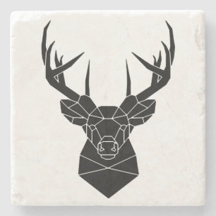Hirschkopf Geometric ai File Deer Silhouette Stag Steinuntersetzer