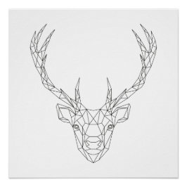 Hirschkopf Geometric Black & White Modern Art Prin Poster