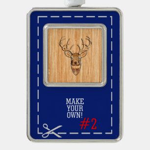 Hirschkopf-Holzkörnstil Rahmen-Ornament Silber