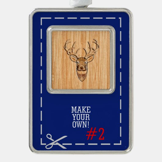 Hirschkopf-Holzkörnstil Rahmen-Ornament Silber (Vorderseite)