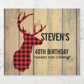 Hirschkopf mit Antlern auf Imitaten Holz Bierflaschenetikett (Einzelnes Label)