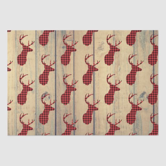 Hirschkopf mit Antlern auf Imitaten Holz Seidenpapier (Vorderseite)