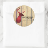 Hirschkopf mit Antlern auf Imitaten Wood Kitchen Runder Aufkleber (Tasche)