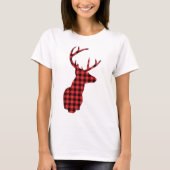 Hirschkopf mit Antlern - Kariert rustikal T-Shirt (Vorderseite)