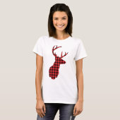 Hirschkopf mit Antlern - Kariert rustikal T-Shirt (Vorne ganz)