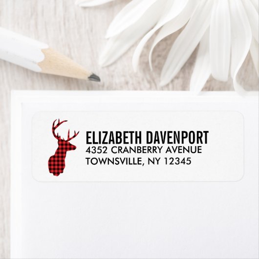 Hirschkopf mit Antlern - Rustikal rot Kariert (Insitu)