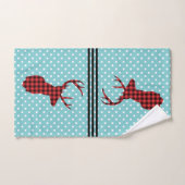 Hirschkopf mit Antlern - Rustikal rot Kariert Badhandtuch Set (Handtuch)