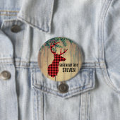 Hirschkopf mit Antlern - Rustikal rot Kariert Button (Beispiel)